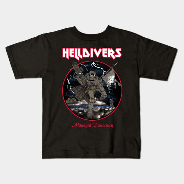 Heavy Metal Helldivers 2 Kids T-Shirt by technofaze